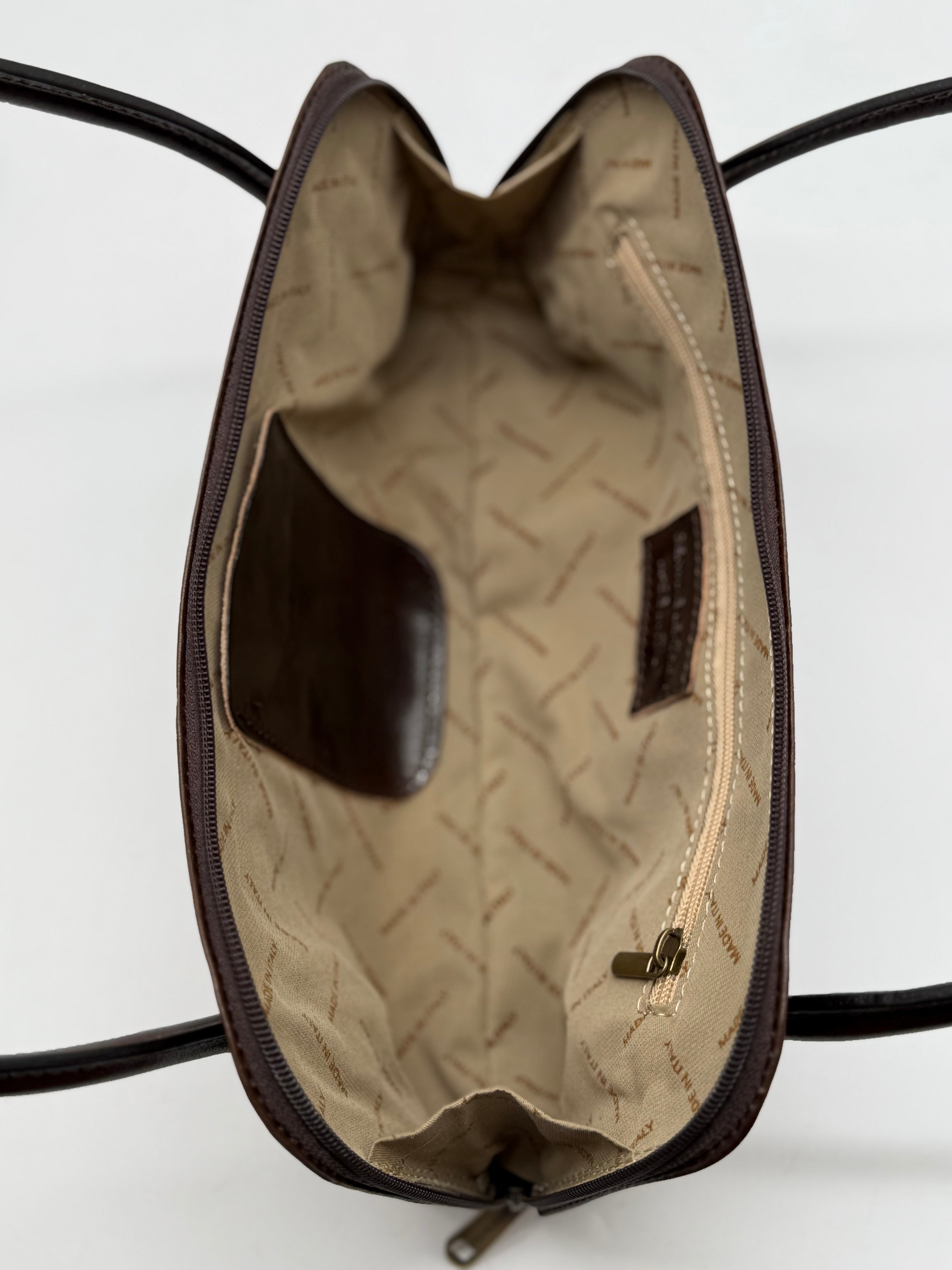 Borsa a spalla baghette in pelle marrone testa di moro linea Firenze made in italy