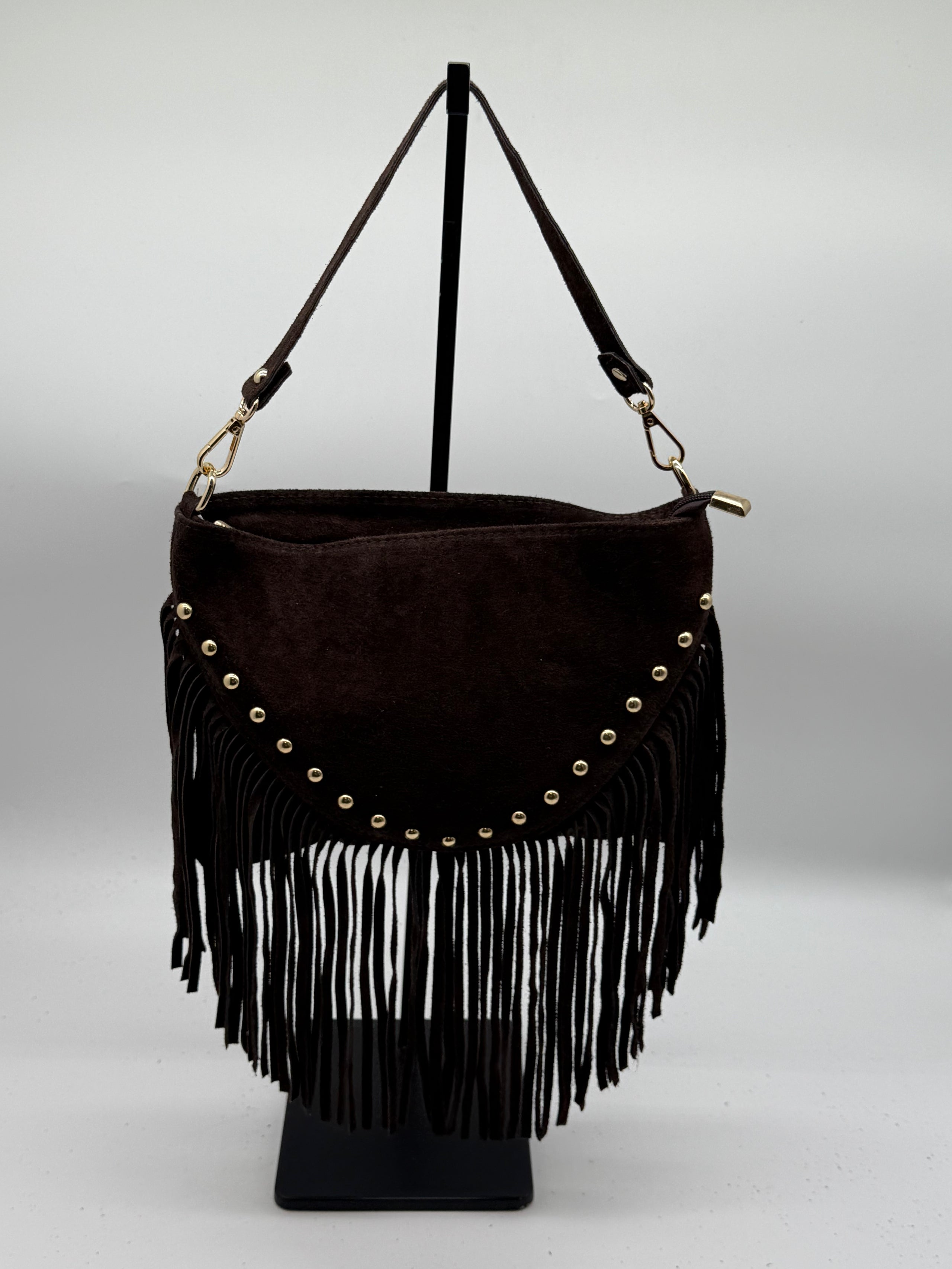 Borsa in vera pelle scamosciata