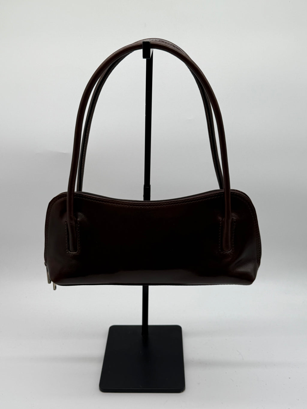 Borsa a spalla baghette in pelle marrone testa di moro linea Firenze made in italy