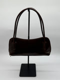 Borsa a spalla baghette in pelle marrone testa di moro linea Firenze made in italy