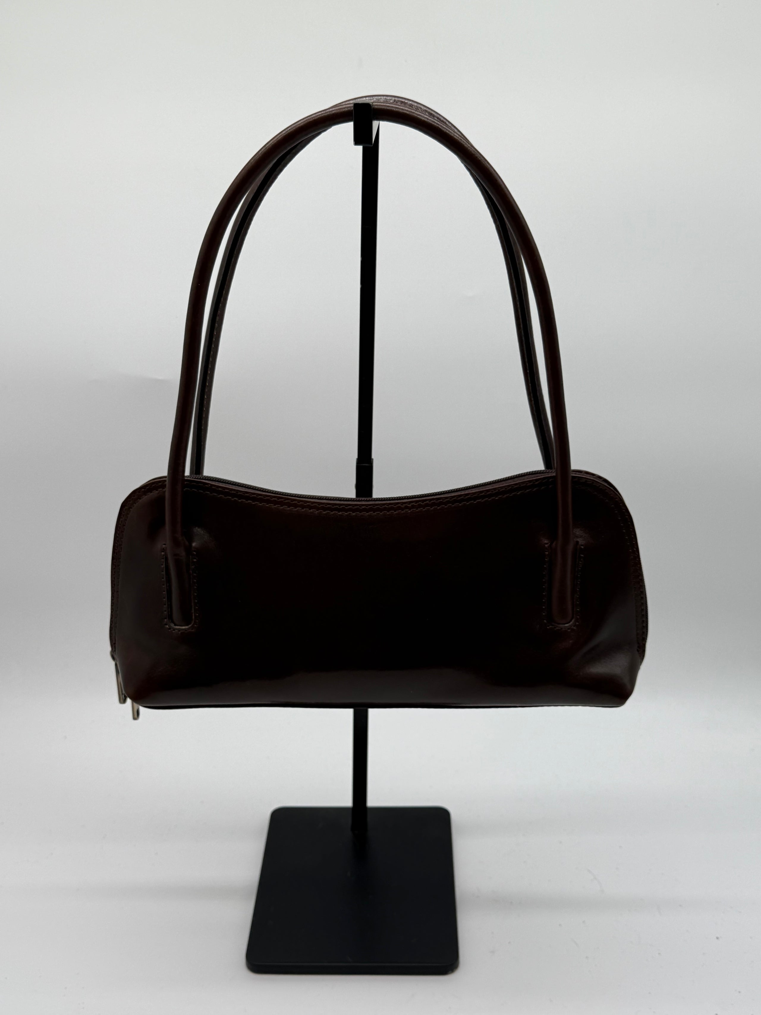 Borsa a spalla baghette in pelle marrone testa di moro linea Firenze made in italy