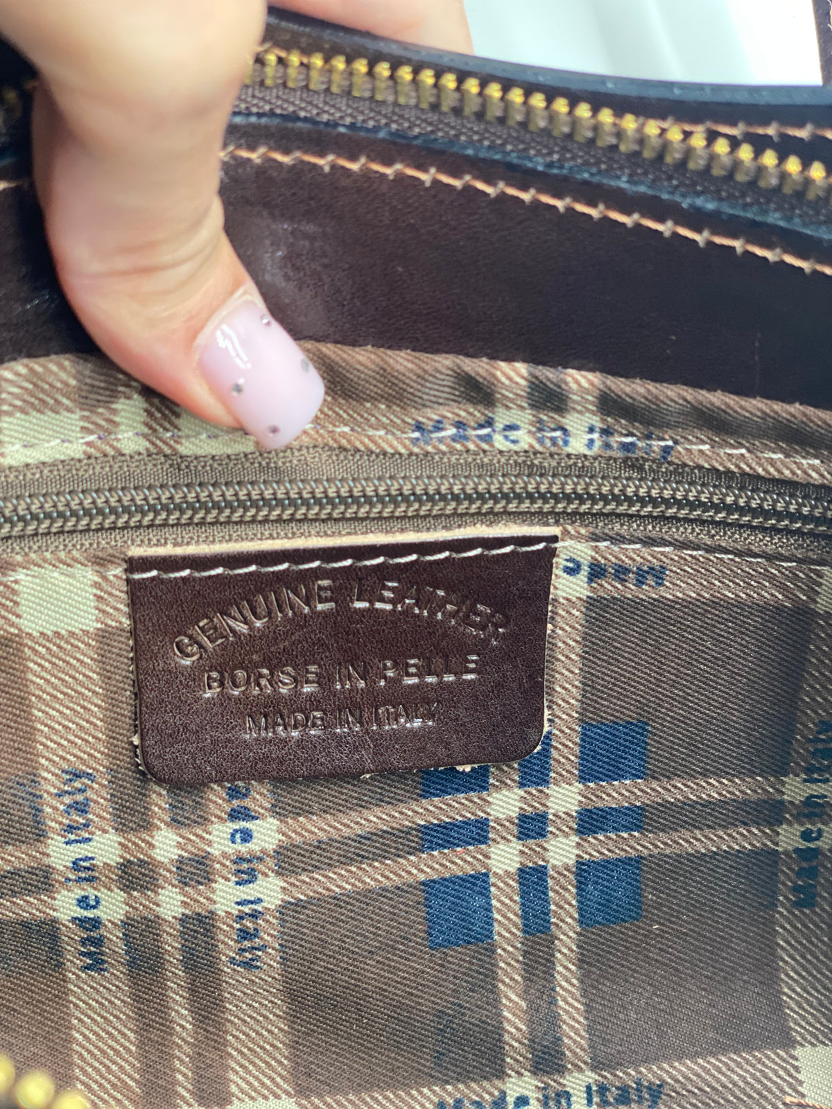Borsa a spalla in vera pelle tamponata - Made in Italy