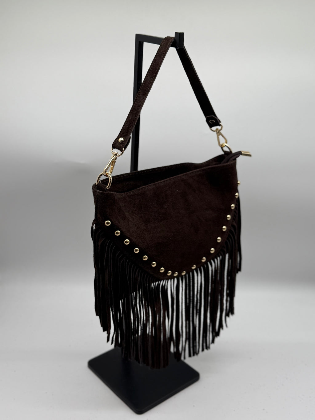 Borsa in vera pelle scamosciata