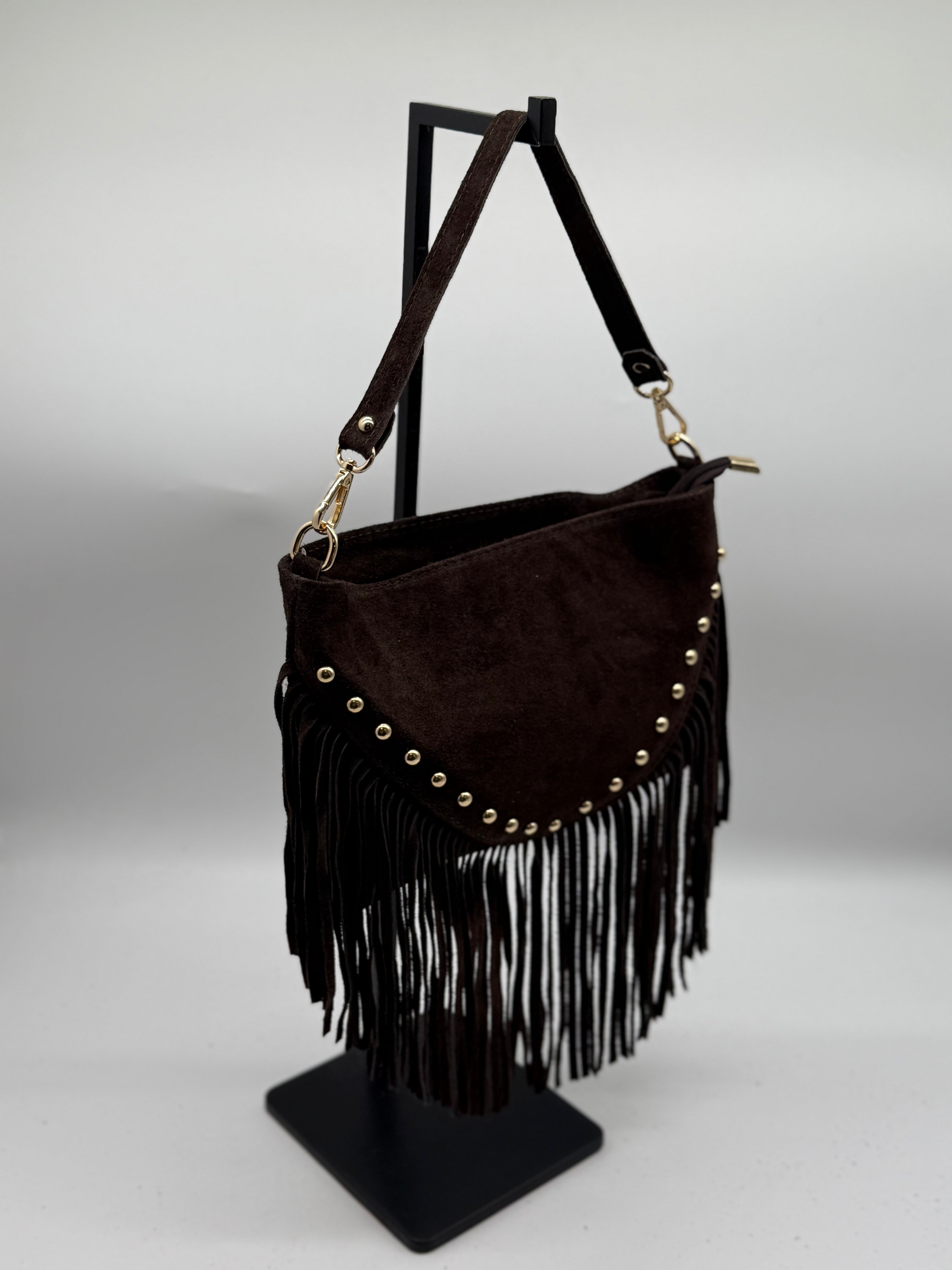 Borsa in vera pelle scamosciata