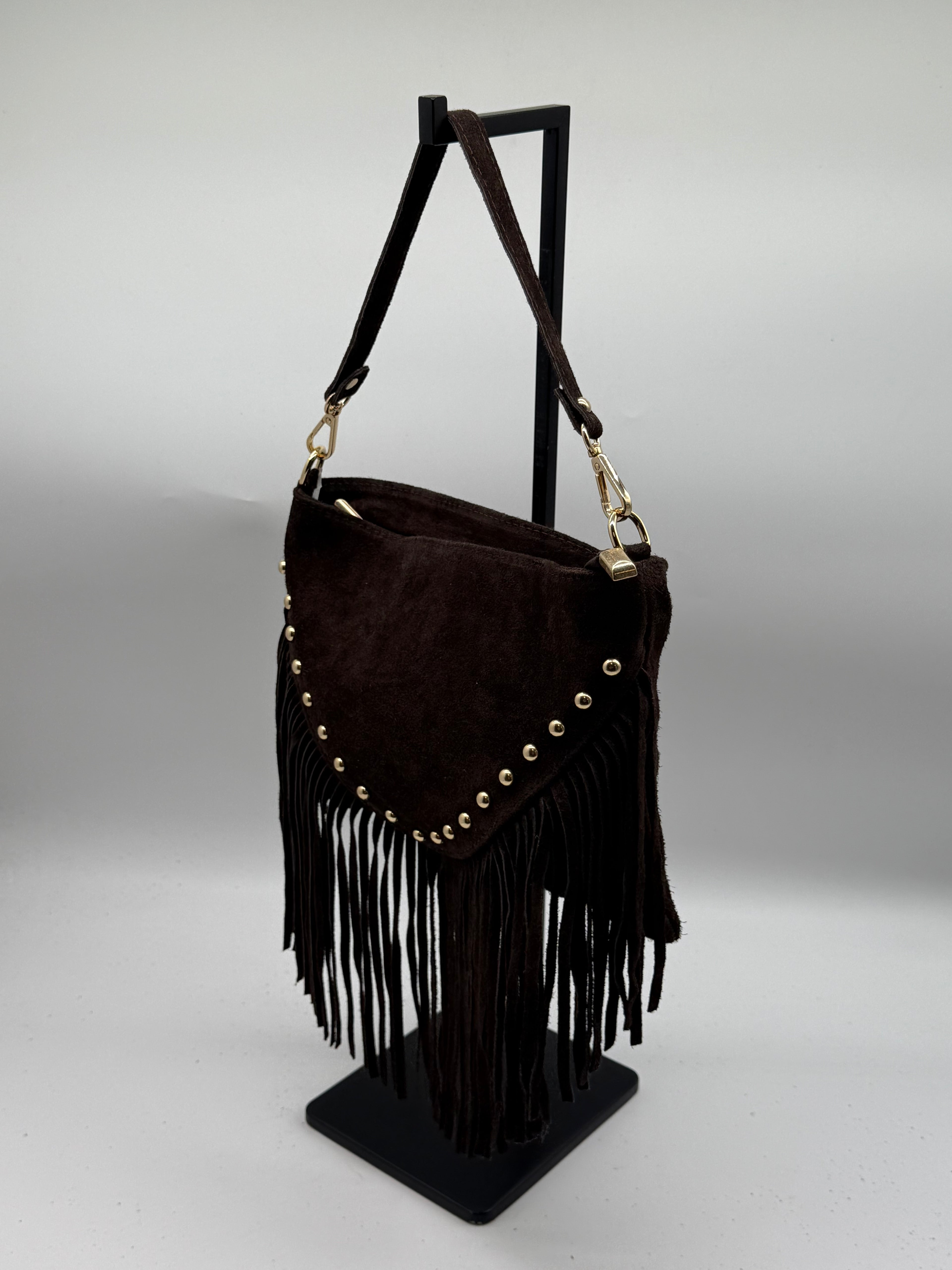 Borsa in vera pelle scamosciata