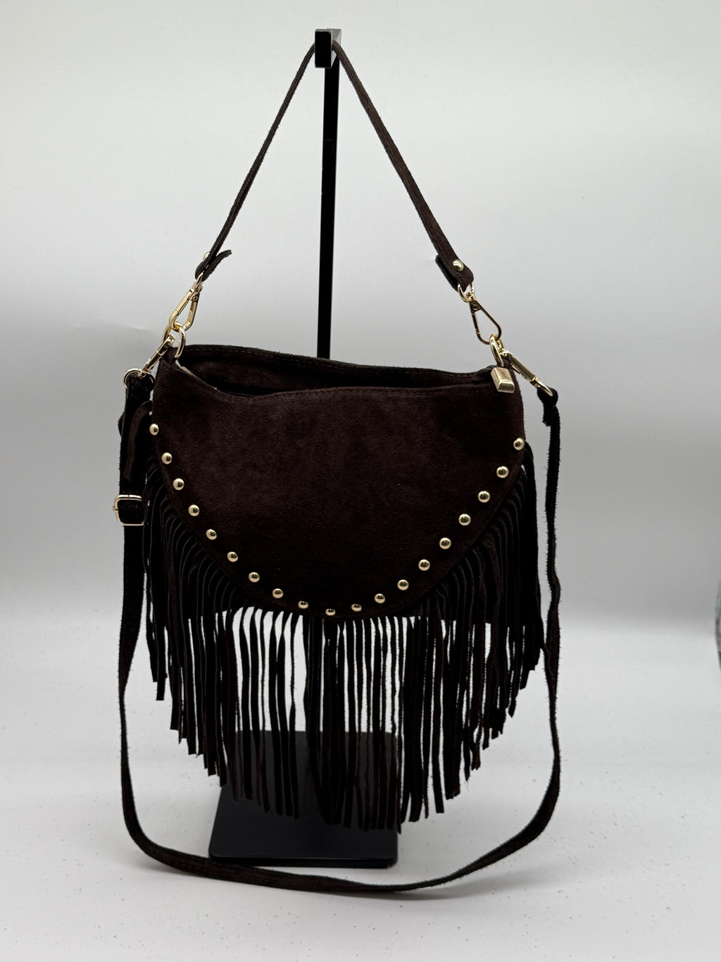 Borsa in vera pelle scamosciata