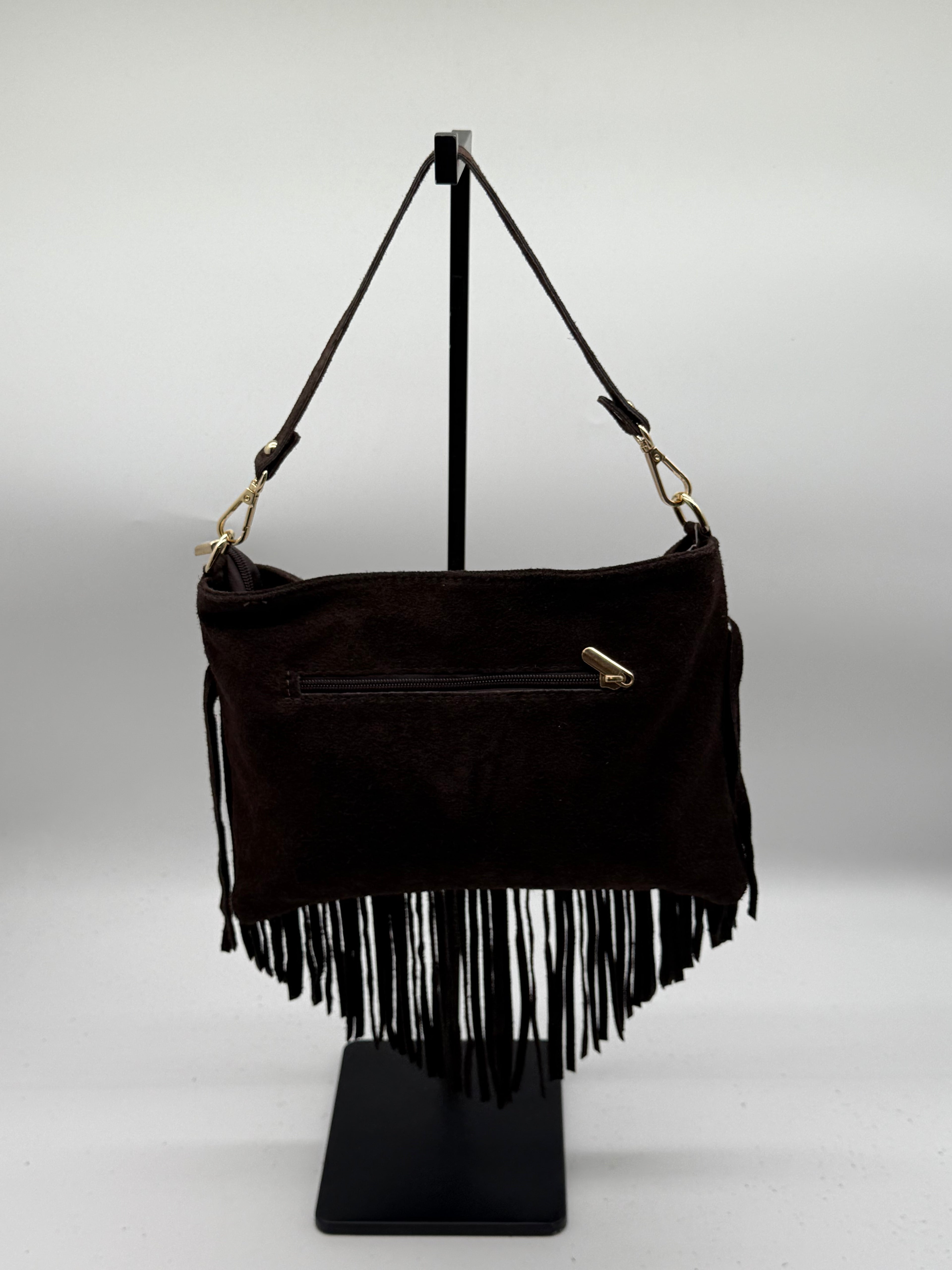 Borsa in vera pelle scamosciata