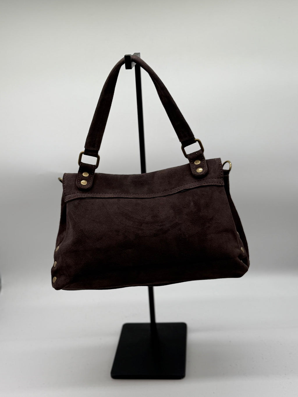 Borsa postina media in vera pelle scamosciata