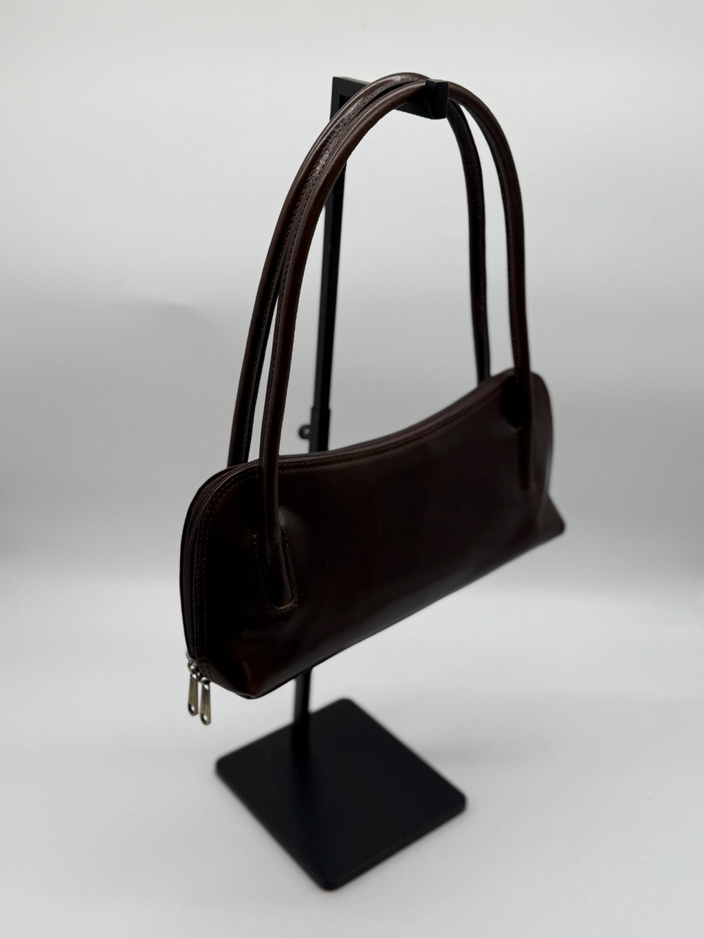 Borsa a spalla baghette in pelle marrone testa di moro linea Firenze made in italy