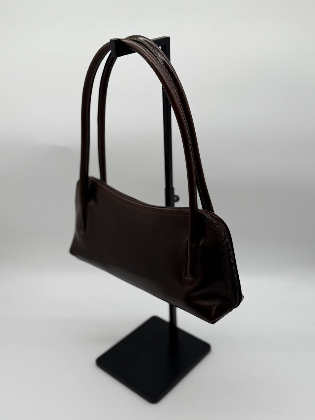 Borsa a spalla baghette in pelle marrone testa di moro linea Firenze made in italy